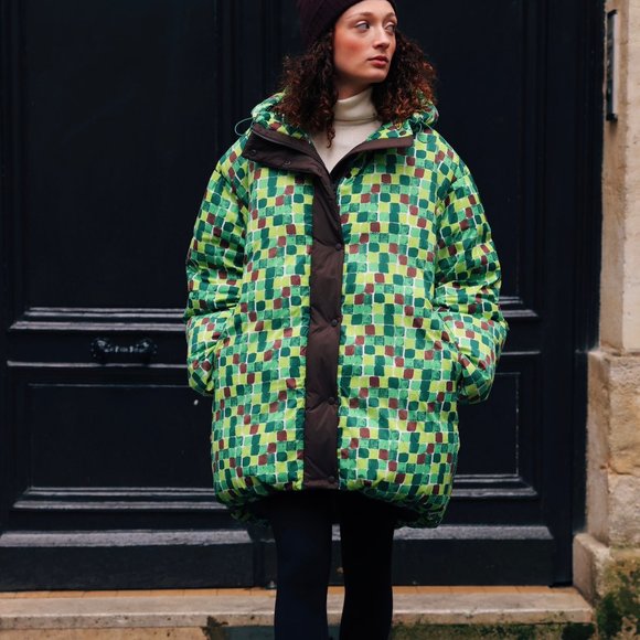 UNIQLO Down Oversized Hooded Coat (Printed, MARNI) XL new with tag nwt green - Picture 7 of 13